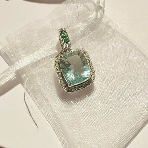 925 silver Elegant Silver Genuine stone- Green pendant